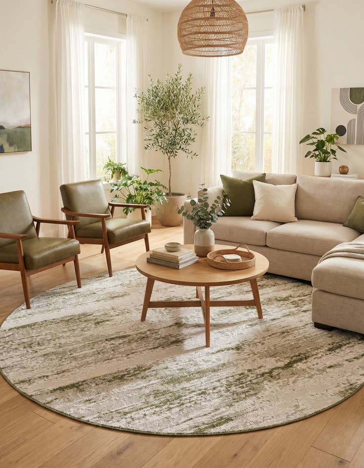 Detail image of 10' x 10'  Washable Modern Indoor / Outdoor Round Rug