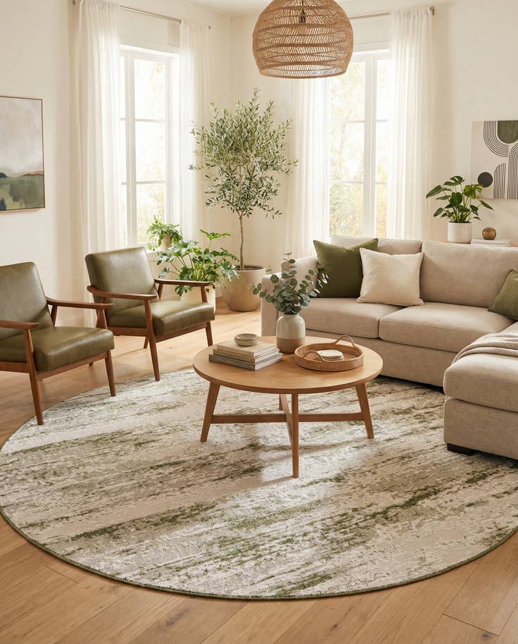 Detail image of 10' x 10' Easy-Clean Modern Indoor / Outdoor Round Rug