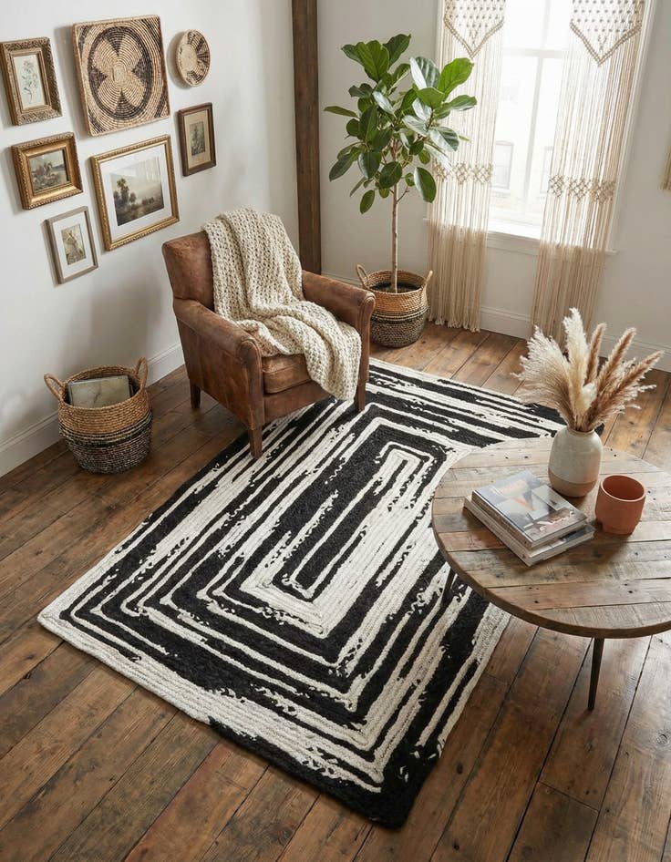 Detail image of 4' 1 x 6' 1  Hand Braided Chindi Rug