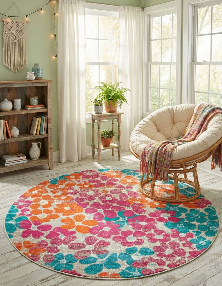 Detail image of 5' 3 x 5' 3 Azalea Round Rug