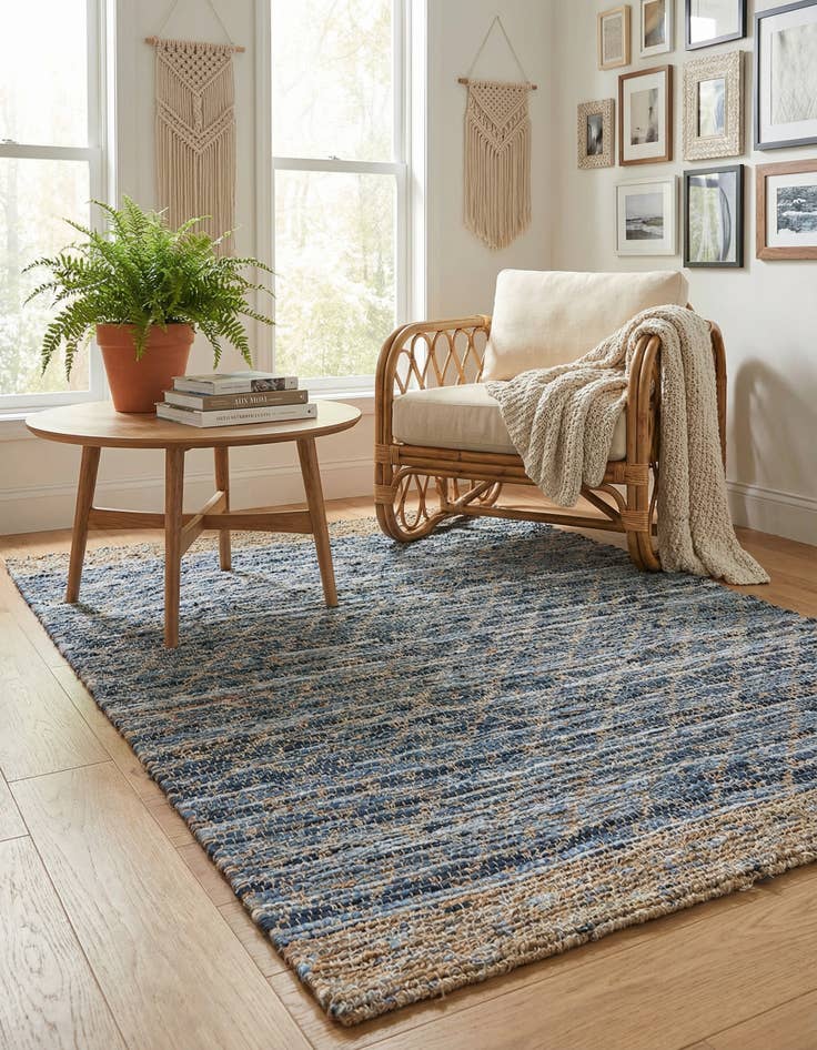 Detail image of 4' 1 x 6' 1 Hand Woven Chindi Trellis Rug