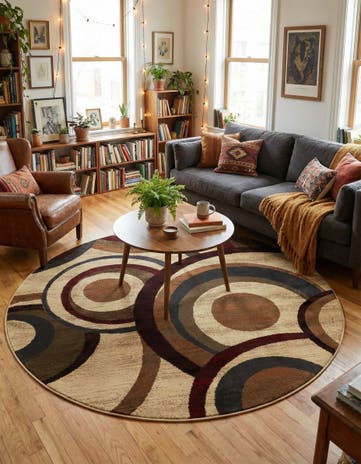 Beige Cafe Round Rug