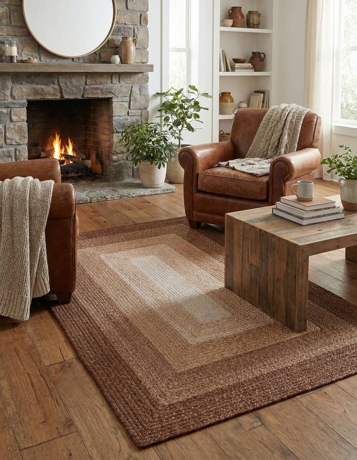 Detail image of 4' 1 x 6' 1 Handmade Hand Braided Wool Rug