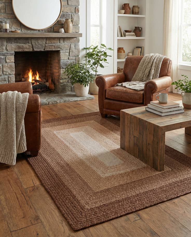 Detail image of 4' 1 x 6' 1 Handmade Hand Braided Wool Rug
