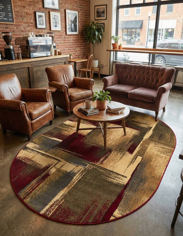 Detail image of 6' 1 x 9' Coffee Shop Oval Rug