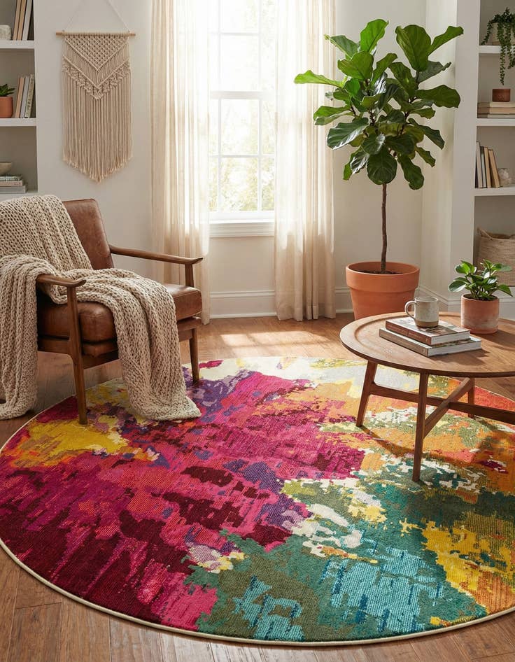 Detail image of 8' x 8'  Washable Casablanca Round Rug