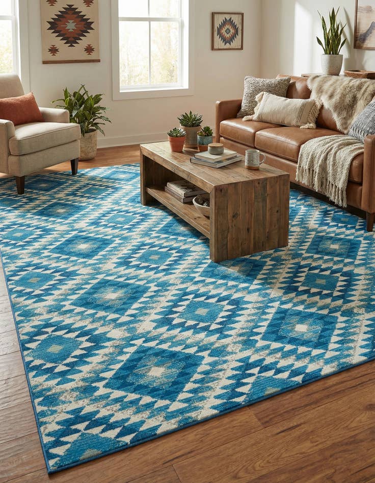 Detail image of 7' 10 x 10' Washable Southwestern Indoor / Outdoor Rug
