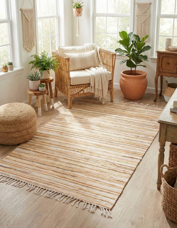 Detail image of 4' x 6'  Hand Woven Chindi Cotton Rug