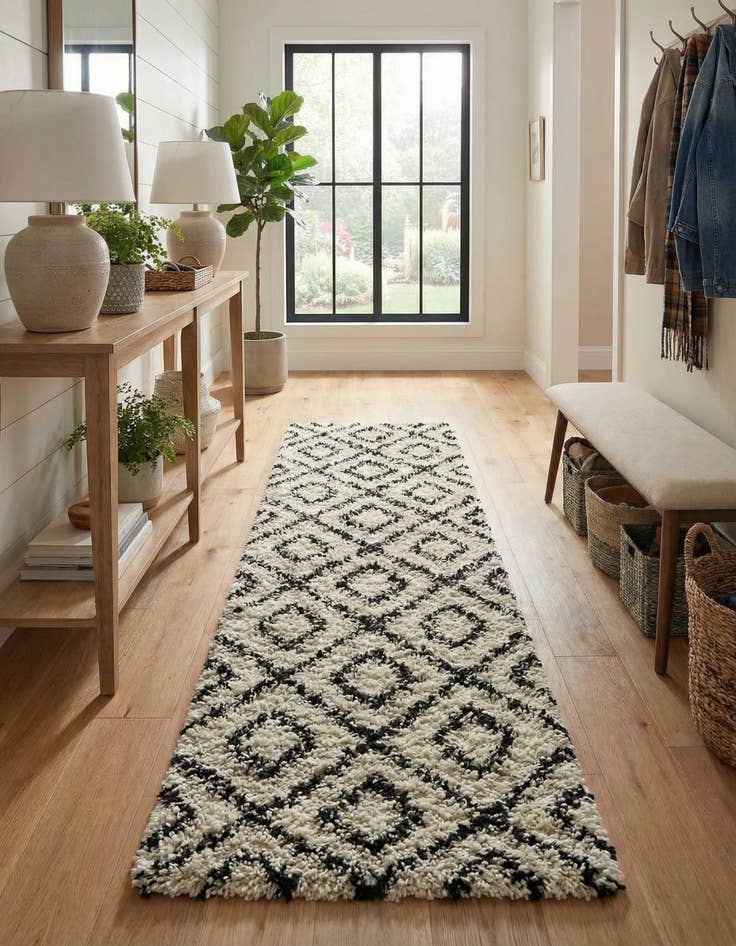 Detail image of 2' 7 x 12' Trellis Shag Runner Rug