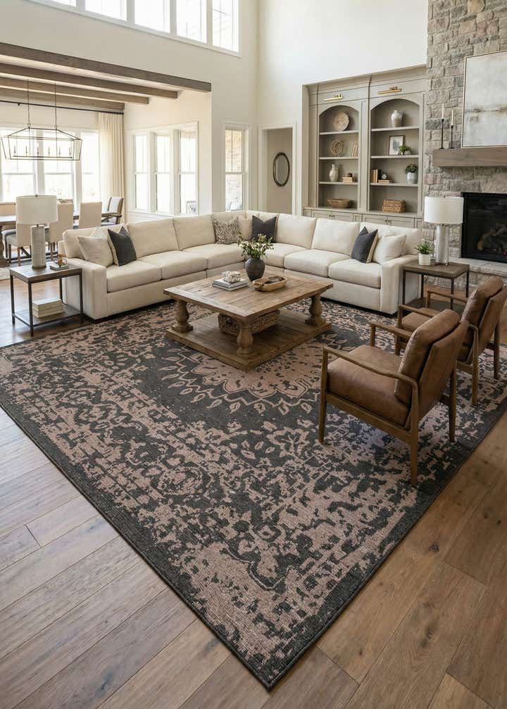 13' x 13' Easy-Clean Traditional Indoor / Outdoor Square Rug