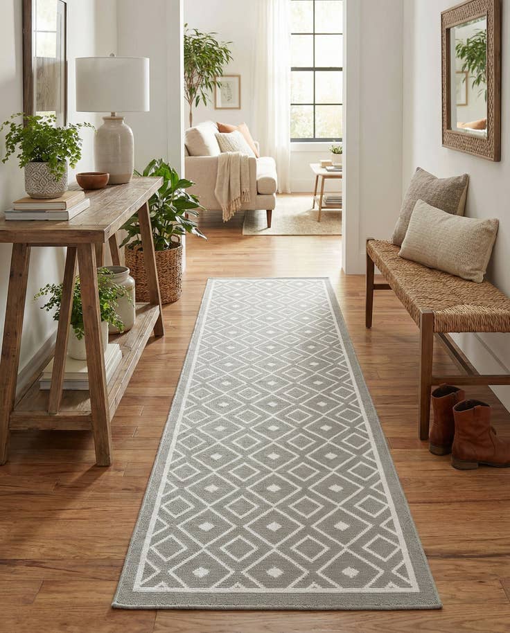 Detail image of 2' x 8' Easy-Clean Trellis Indoor / Outdoor Runner Rug
