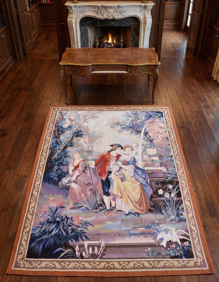 Detail image of 4' 2 x 5' 6 Tapestry Wool Rug