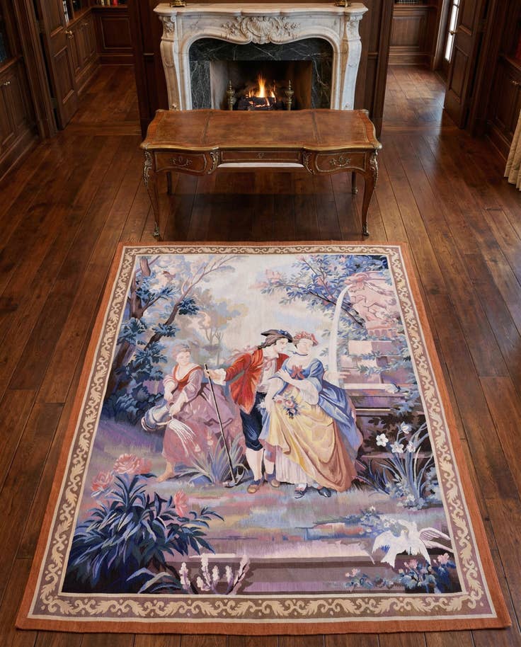 Detail image of 4' 2 x 5' 6 Tapestry Wool Rug