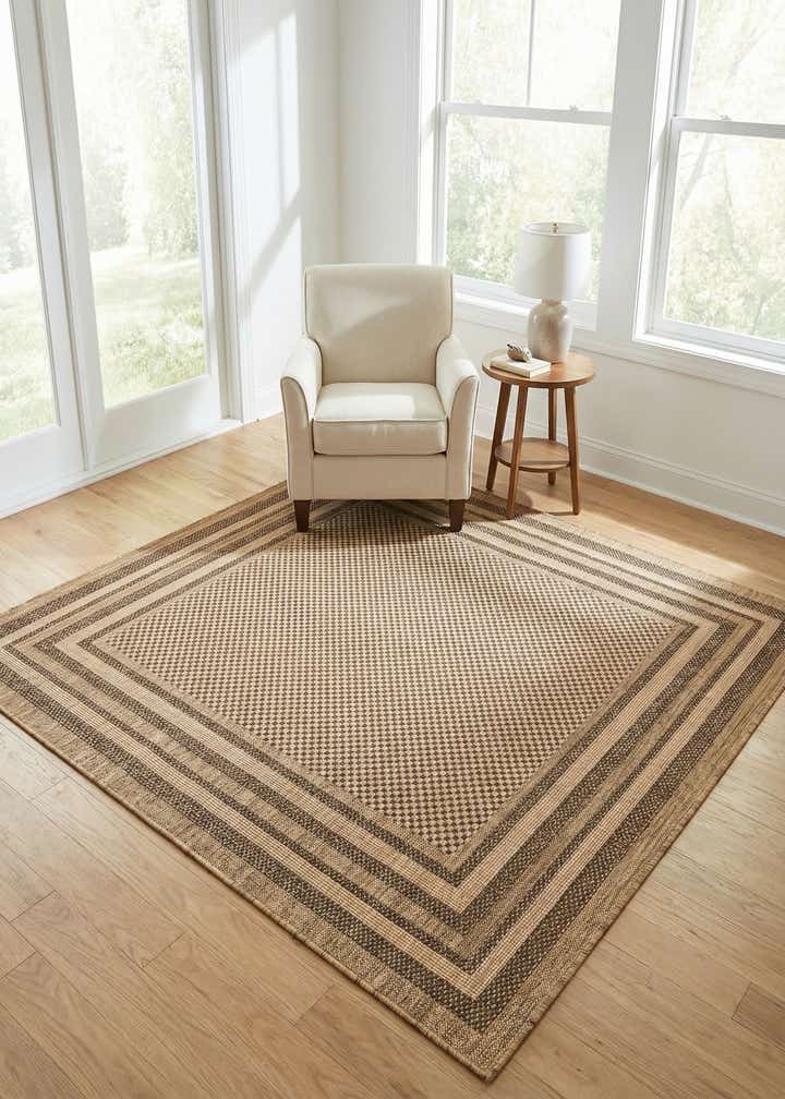 6' x 6' Easy-Clean Border Indoor / Outdoor Square Rug