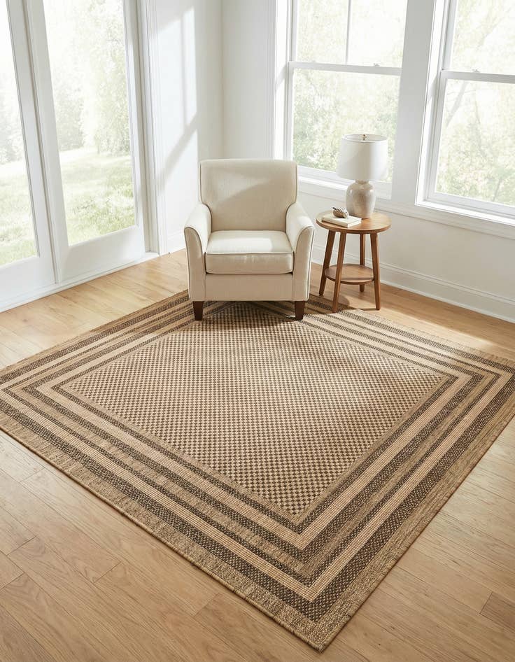 Detail image of 6' x 6'  Washable Border Indoor / Outdoor Square Rug