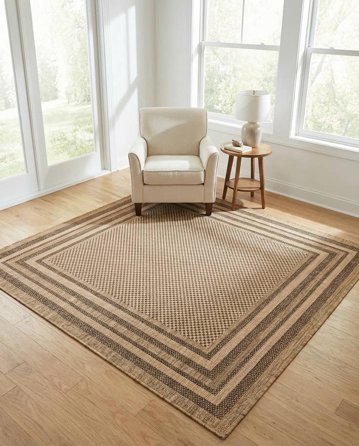 Detail image of 6' x 6' Easy-Clean Border Indoor / Outdoor Square Rug