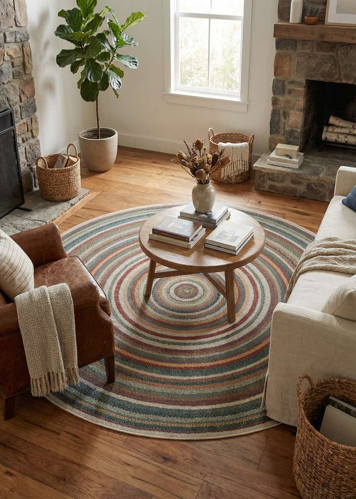 7' x 7' Easy-Clean Baja Indoor / Outdoor Round Rug