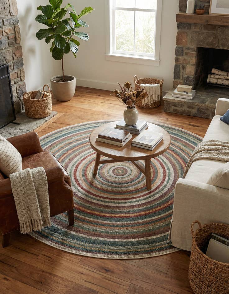 Detail image of 7' x 7'  Washable Baja Indoor / Outdoor Round Rug