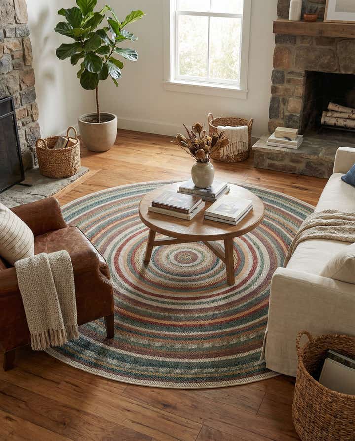 7' x 7' Easy-Clean Baja Indoor / Outdoor Round Rug