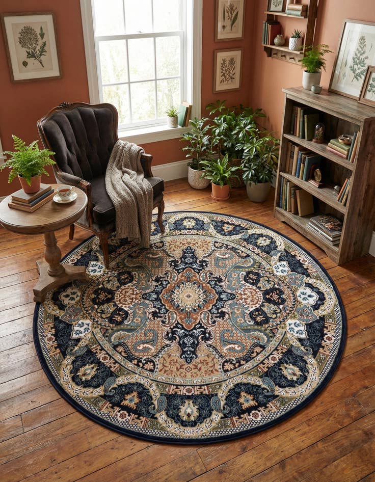 Detail image of 6' 1 x 6' 1 Nain Design Round Rug