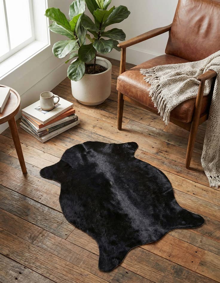 Detail image of 1' 8 x 2' 6 Cowhide Leather Rug