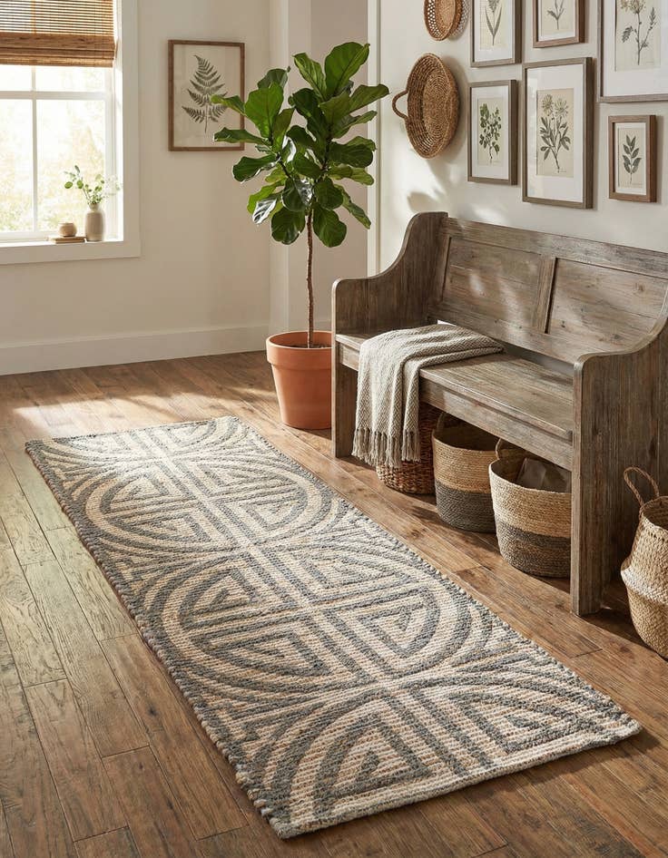 Detail image of 2' 2 x 6' 1 Hand Woven Chenille Jute Runner Rug