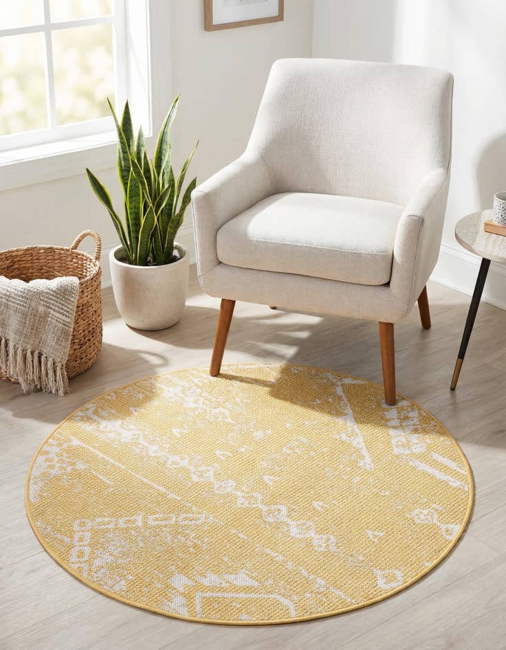 Detail image of 3' x 3' Washable Bohemian Indoor / Outdoor Round Rug