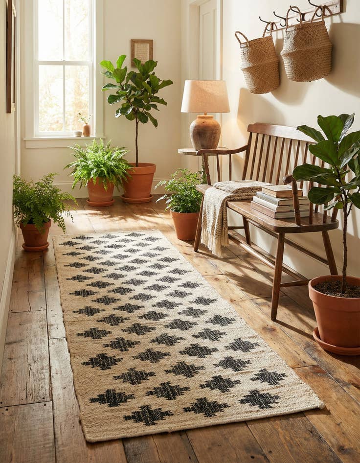 Detail image of  2' x 6' 1  Hand Woven Kala Handwoven Jute Runner Rug