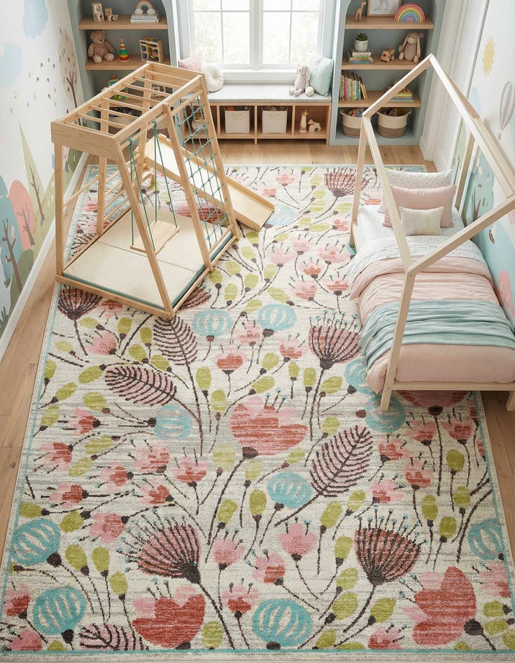 Detail image of 9' x 12' Flowers Whimsy Kids Rug