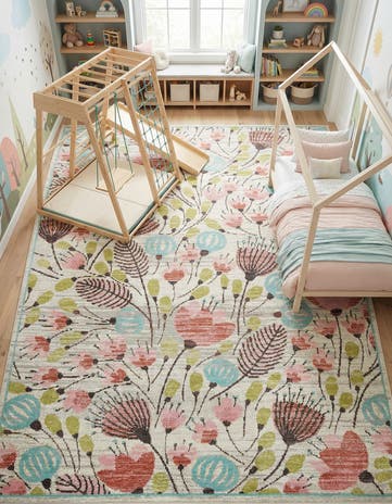 9' x 12' Flowers Whimsy Kids Rug