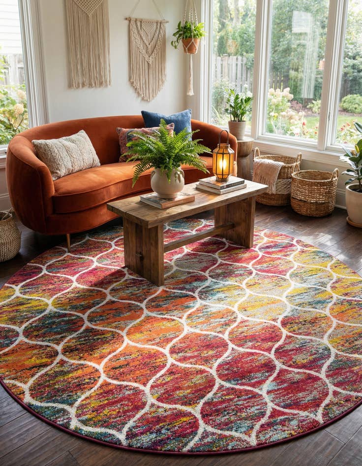 Detail image of 10' x 10' Trellis Frieze Round Rug