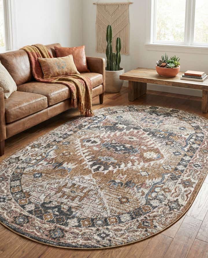 5' 3 x 8' Eco Southwestern Oval Rug
