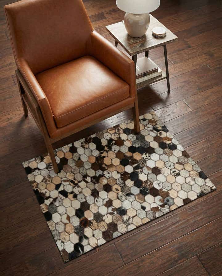 2' x 3' 1 Cowhide Leather Rug