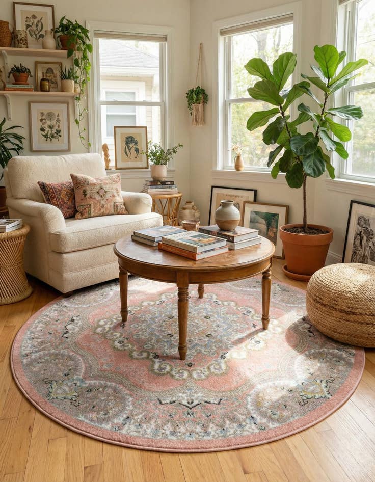 Detail image of 5' 3 x 5' 3 Kamala Washable Round Rug