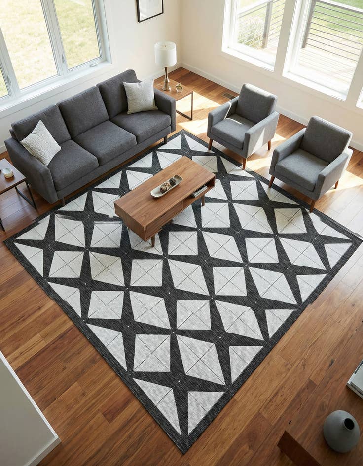 Detail image of 10' x 10'  Washable Modern Indoor / Outdoor Square Rug