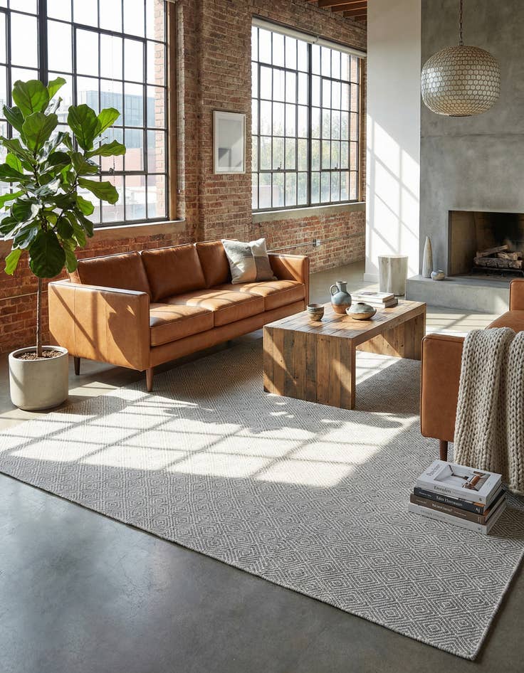 Detail image of 7' 10 x 10'  Hand Woven Geo Trellis Flatweave Rug