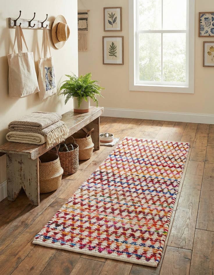 Detail image of 2' 7 x 6' 1 Hand Woven Braided Chindi Runner Rug