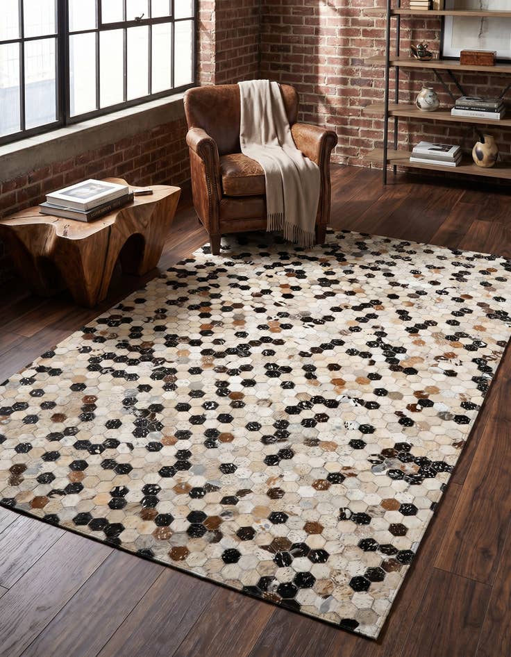 Detail image of 4' 11 x 7' 10 Cowhide - Patchwork Rug