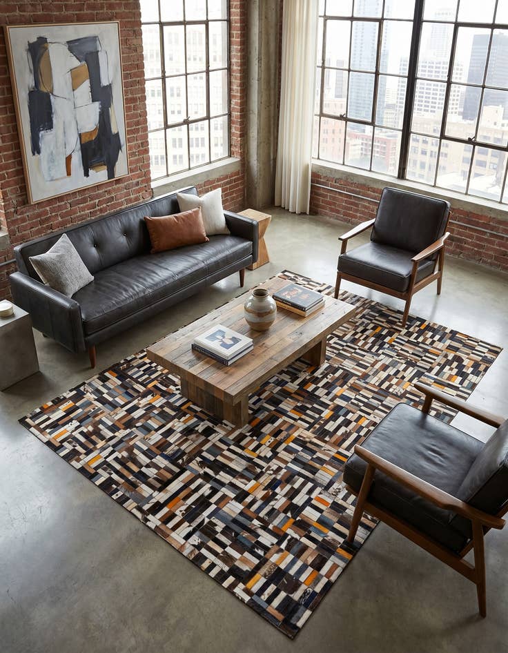 Detail image of 5' 1 x 8' 1 Cowhide - Patchwork Rug