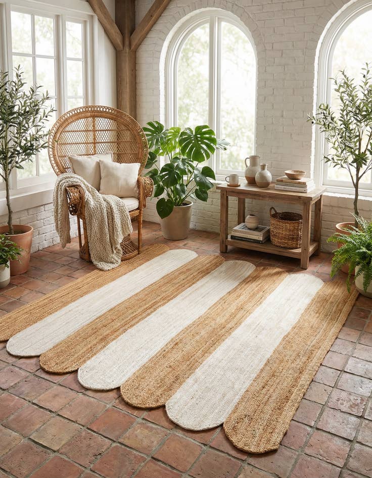 Detail image of 8' x 8' Handmade Scallop Braided Jute Square Rug