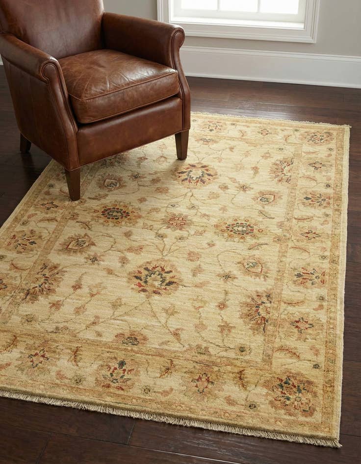 Detail image of 3' 5 x 4' 9 Hand Knotted Peshawar Ziegler Rug