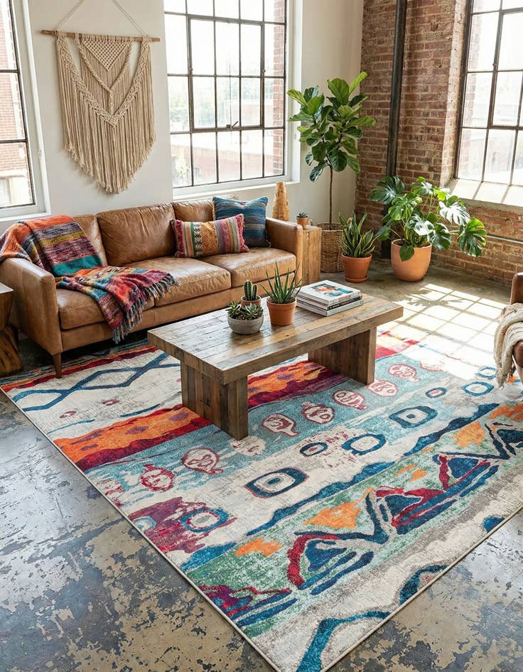 Detail image of 9' 10 x 14'  Washable Vivid Rug