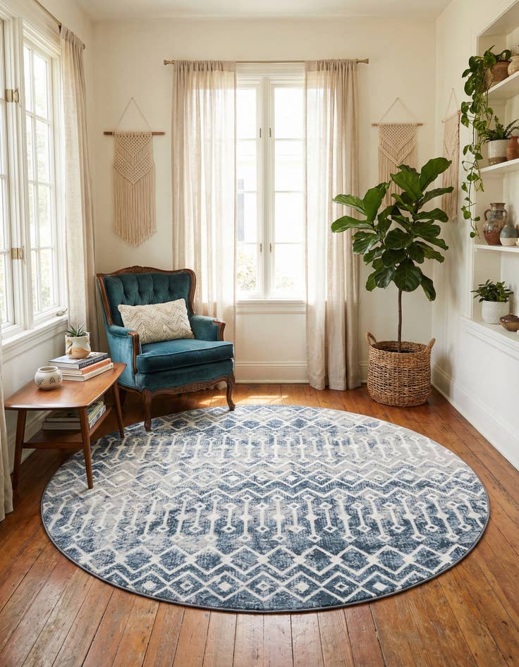 Detail image of 7' x 7' Bohemian Trellis Round Rug