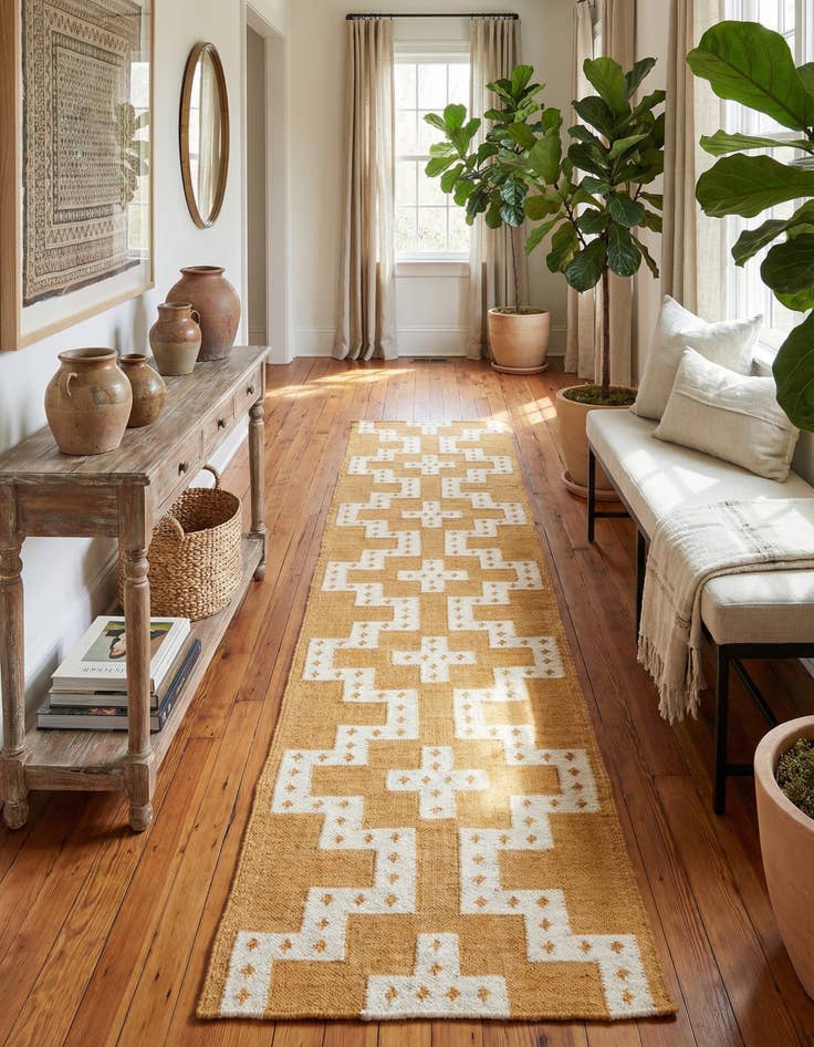 Detail image of 2' 7 x 12' Hand Woven Kilim Wool Runner Rug