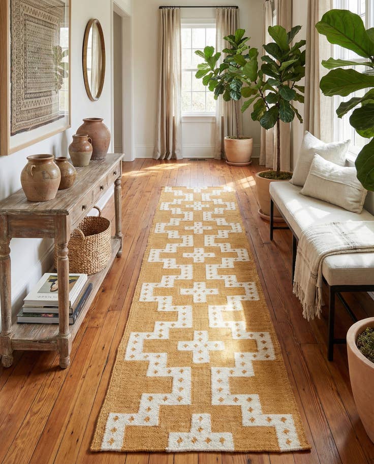 Detail image of 2' 7 x 12' Hand Woven Kilim Wool Runner Rug