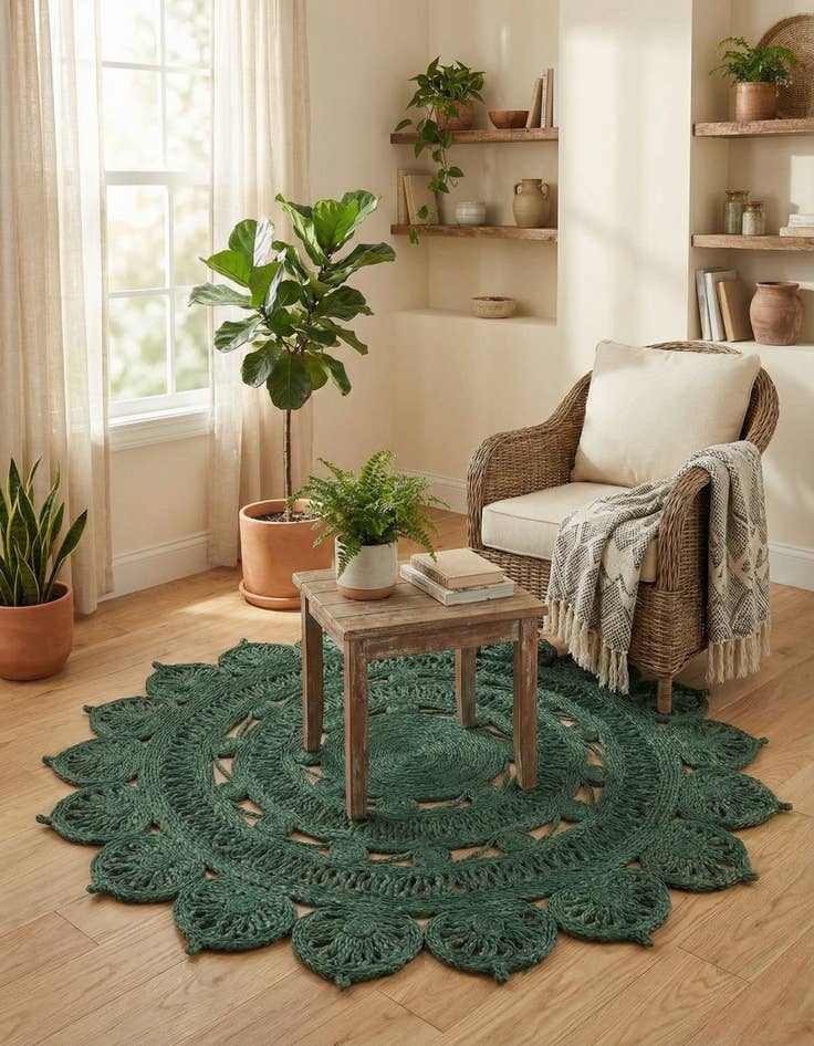 Detail image of 4' 1 x 4' 1  Hand Braided Jute Round Rug