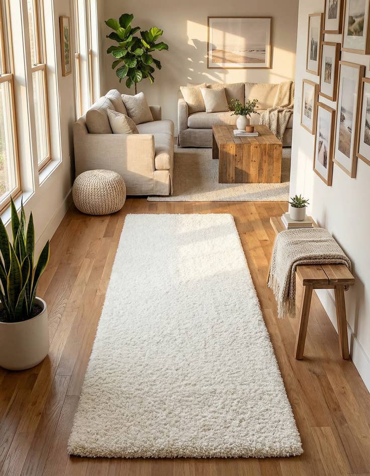 Detail image of 2' 7 x 10' Solid Shag Runner Rug