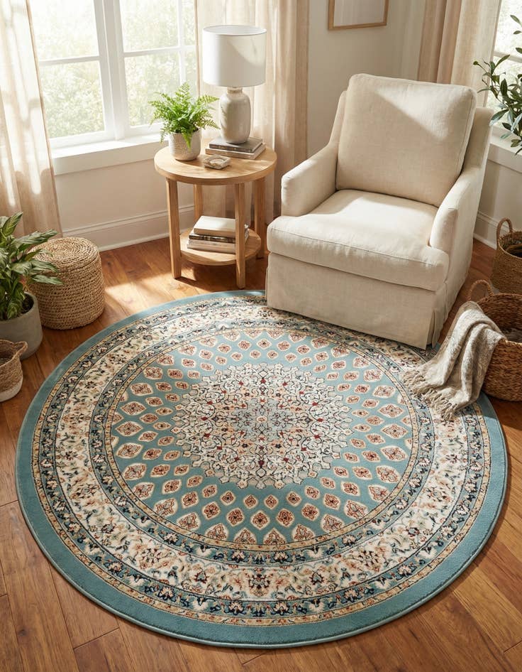 Detail image of 5' 3 x 5' 3 Nain Design Round Rug