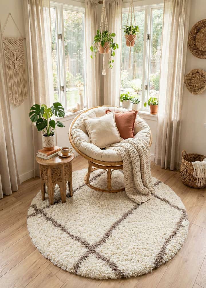 5' x 5' Infinity Shag Round Rug