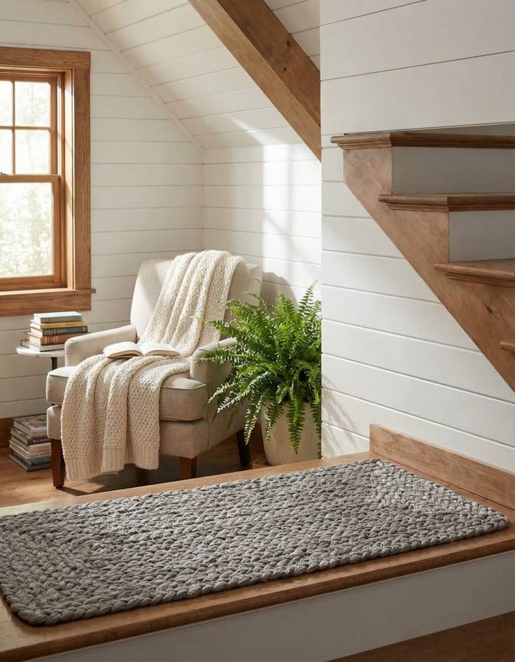 Detail image of 0' 9 x 2' 6  Hand Woven Braided Jute Stair Rug